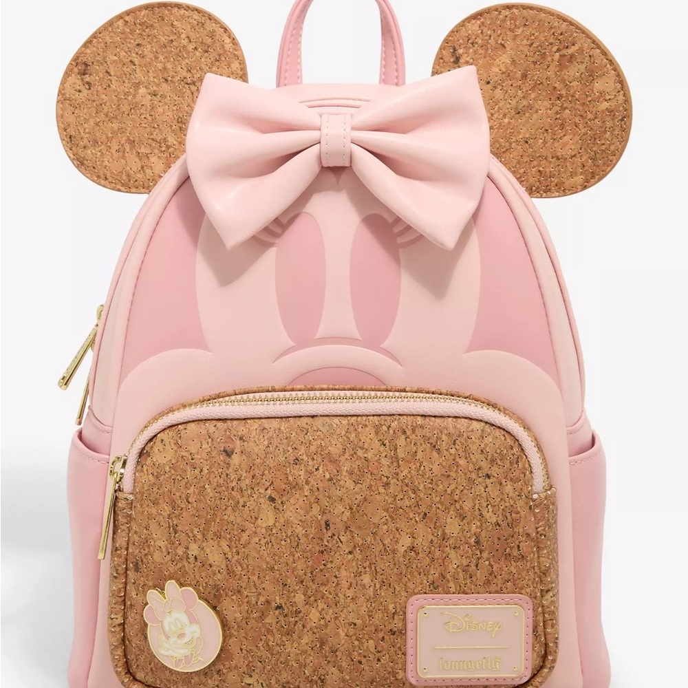Loungefly Disney Minnie Mouse Corkboard Pin Display Ears Mini Backpack with Pin